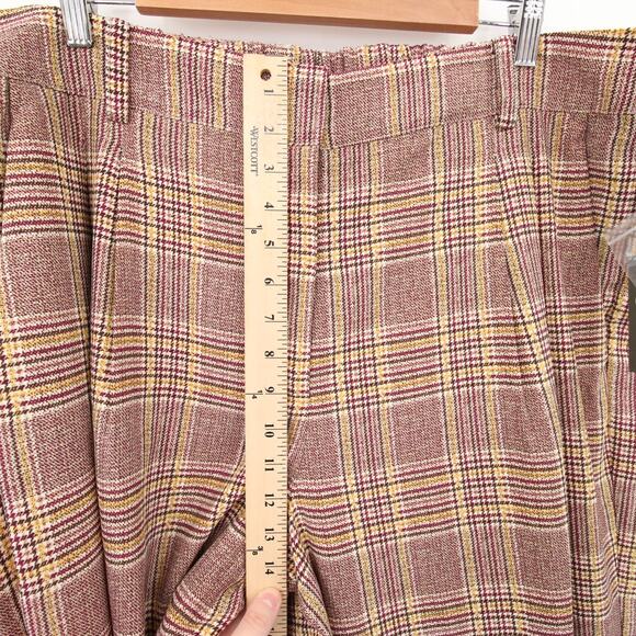 Vince Camuto Pants Tan Brown Tones Plaid Pleated Wide Leg Pants Size 18W - Picture 7 of 14